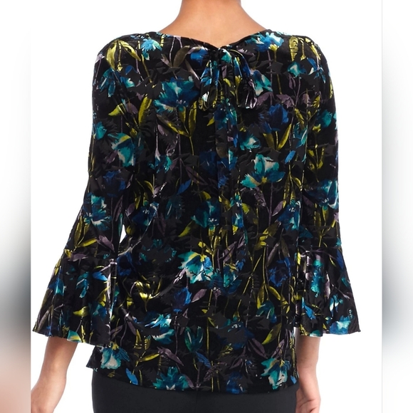 The Limited Floral Velvet Burnout Bell Sleeve Fairycore Top Sz XS - Picture 3 of 6